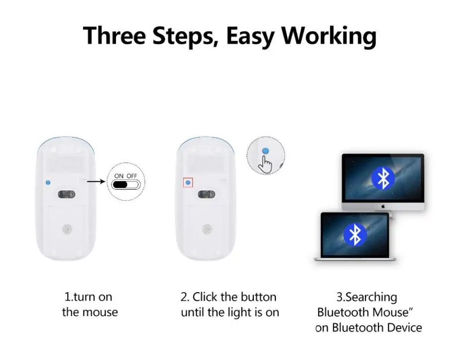 Bluetooth 4.0 Wireless Rechargeable Mouse Mini Computer Laptop for Acer Hp Asus Macbook Dell Mac Win10 | Компьютеры и офис