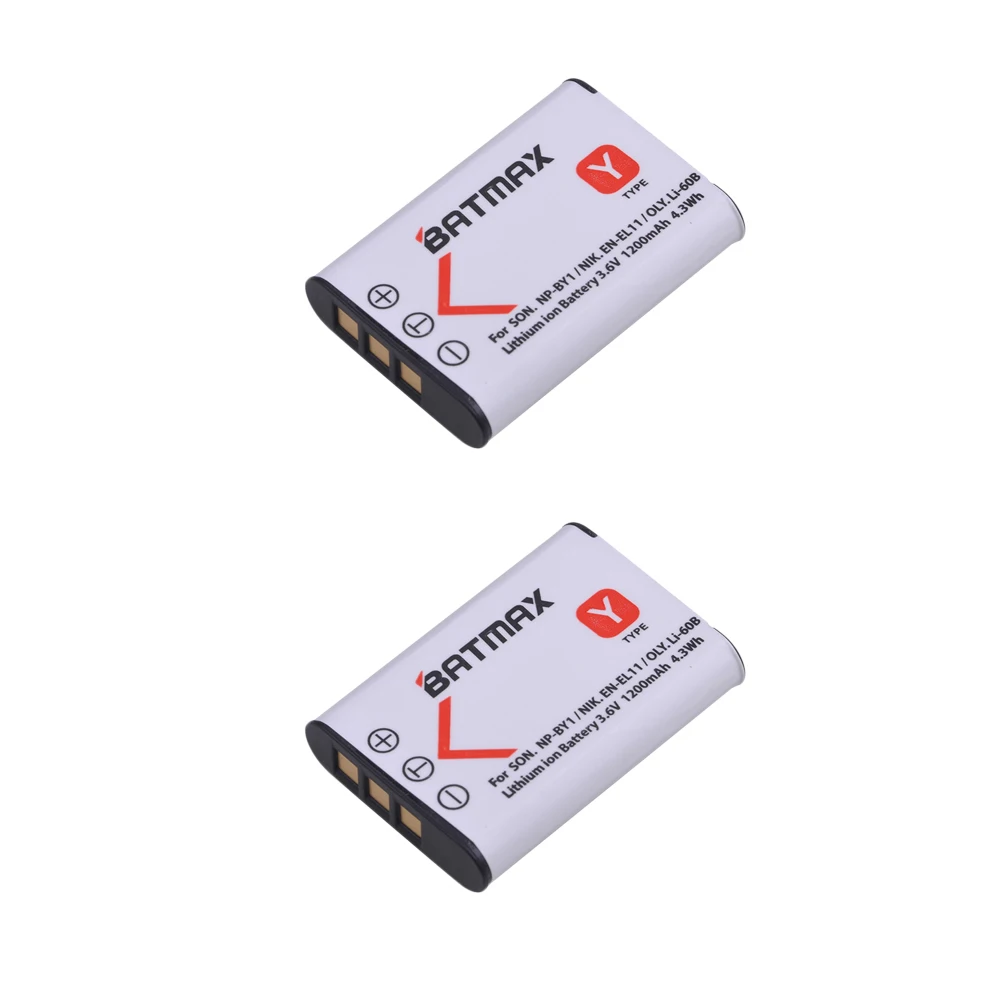 Аккумулятор Batmax 2 шт. 1200 мАч NP-BY1 EN-EL11 NP BY1 VR для Sony Li-60B AZ1 AZ1V AZ1VR