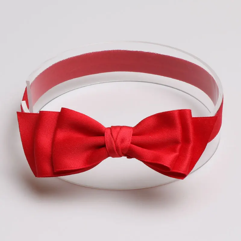 Red headband 1 шт Высокое качество эластичные повязки на голову для детей девочек Шелковый бант лента для волос головная повязка, красного, розового, белого цвета, женские аксессуары для волос - Цвет: Red headband