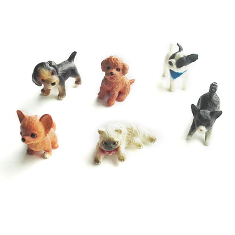 

6pcs 1:12 Cat And Dog Dollhouse Miniature Model Doll House Home Moss Decoration