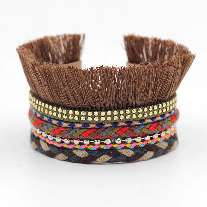 Женский широкий плетеный браслет VONNOR браслеты ручной работы в богемном стиле с
