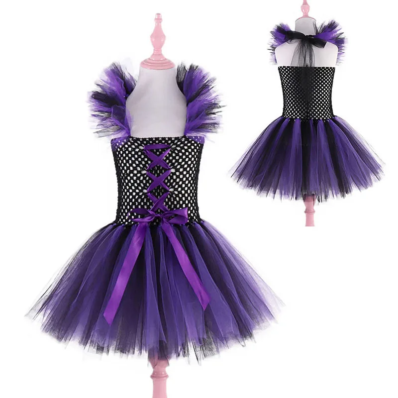 

Girl Tutu Dress Vampire Witch Tulle Dress Girls Stage Performance Masquerade Party Cosplay Costume Wear 2T-9T Christmas