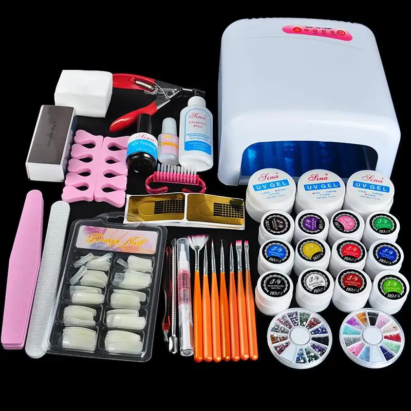 Biutee Новые Pro 36 Вт UV GEL Белый лампы и 12 Цвет УФ гель Дизайн ногтей инструмент Наборы