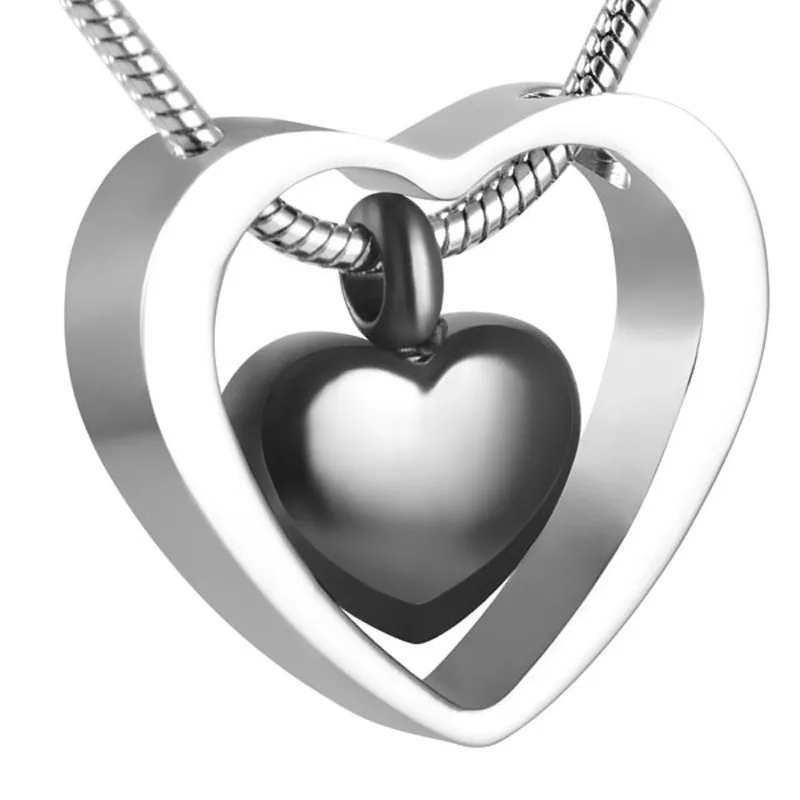 

KLH8078-2 Double Heart Memorial Ashes Holder, Stainless Steel Cremation Ash Locket Pendant