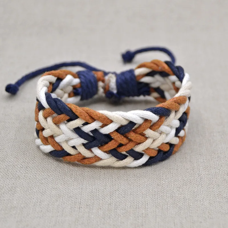 Мужские аксессуары тросы синий цвет хлопок лен смесь веревка браслет для мужчин