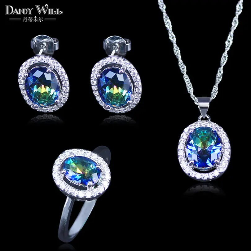 3 шт. женские серьги и ожерелье с радужным кристаллом|necklace and earring set|necklace earringsearrings