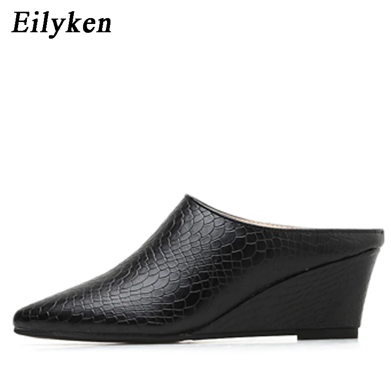 Eilyken; летние женские босоножки на танкетке с острым носком на высоком каблуке; женские шлепанцы; лоферы; черные туфли-гладиаторы