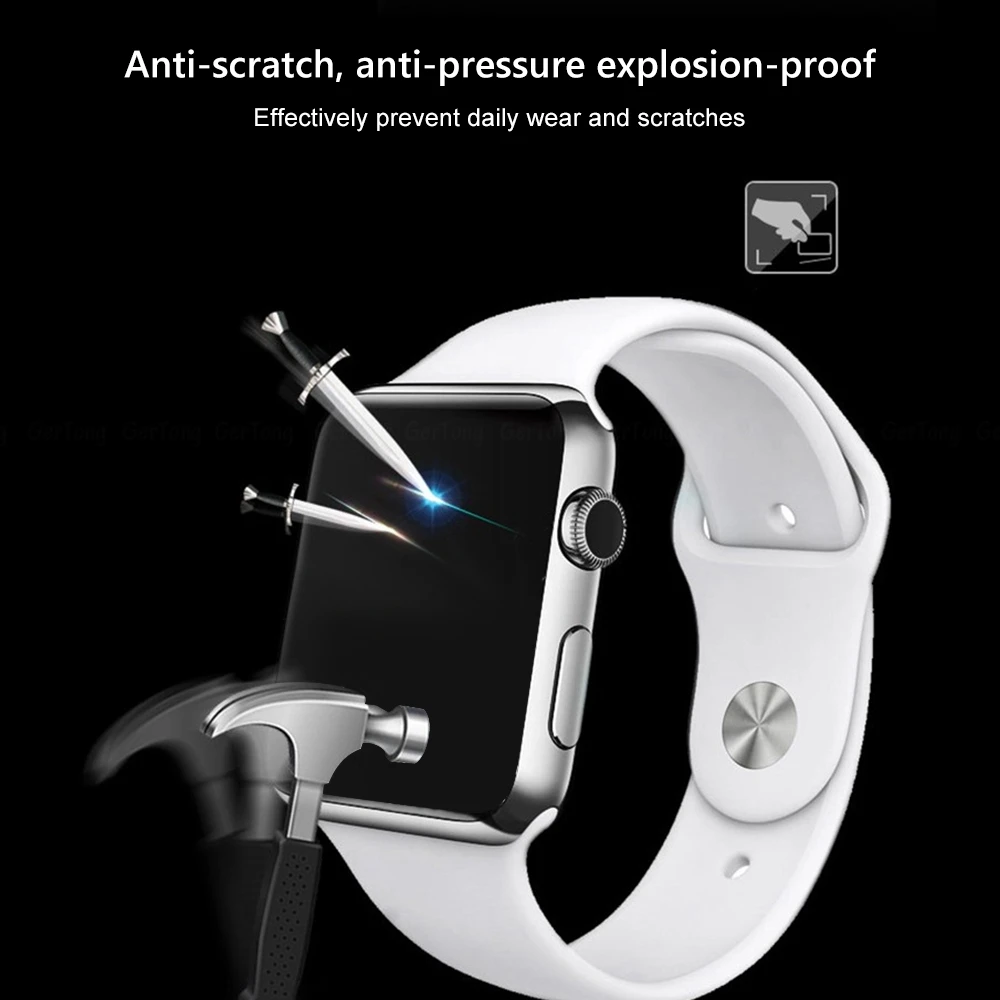 2 шт 3D Премиум Защитная пленка для экрана Apple Watch закаленное стекло iWatch 40 мм 38 44 42