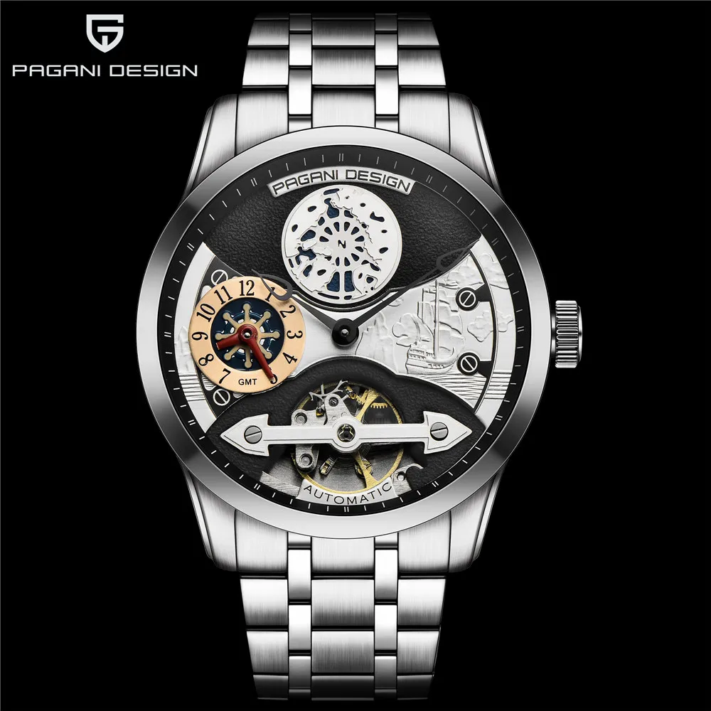 Часы PAGANI дизайнерские Роскошные Tourbillon механические водонепроницаемые 30 м из