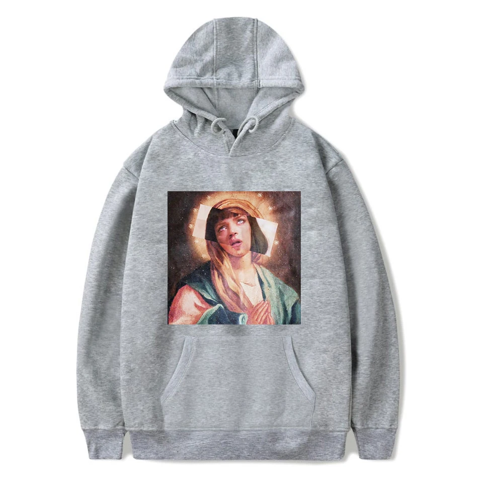 Virgin Mary/мужские забавные толстовки с капюшоном из целлюлозы, толстовки в стиле хип-хоп, уличная одежда для мужчин, свитшоты Mary, толстовки больших размеров - Цвет: gray