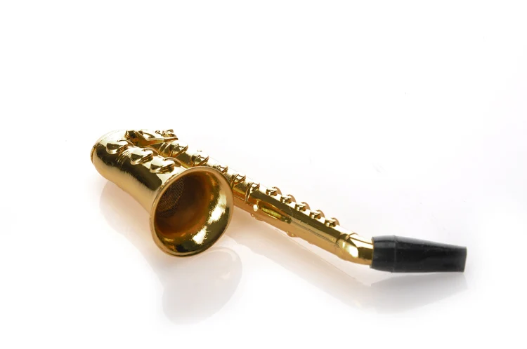 Two Style Small / Big 1X Reggae Saxophone Shaped Metal Smoking Pipe Portable Aluminum With 5 Screen Tobacco Herb Pipes | Дом и сад