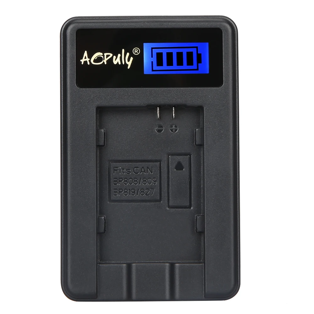 AOPULY ЖК-дисплей USB Зарядное устройство BP-808 BP-819 BP-827 Батарея Зарядное устройство для Canon FS10 FS100 FS307 FS36 FS37 M306 M31 M36 S20 S200 M300