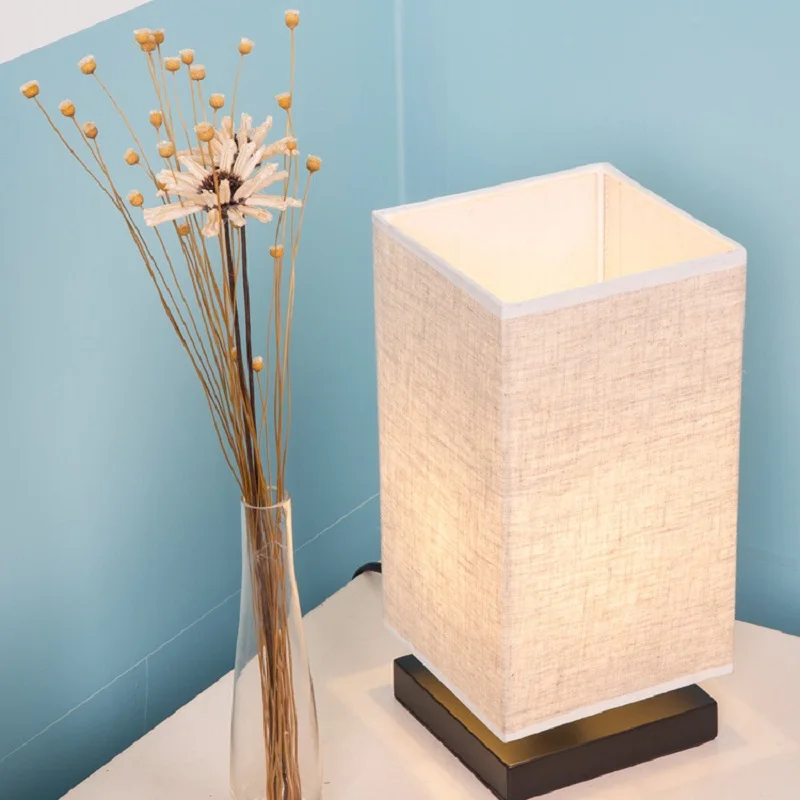 

US/UK/EU/AU plug Textile Table Lamp Simple Fabric Wood Bedroom Bedside Desk Lamp Study Reading Light LED Lampara de mesa
