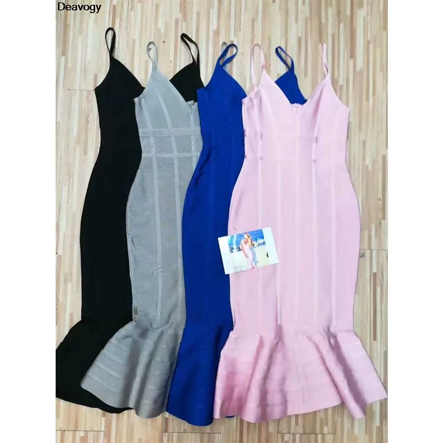 Женское облегающее платье Deavogy летнее на лямках с рыбим хвостом новинка 2017|bandage
