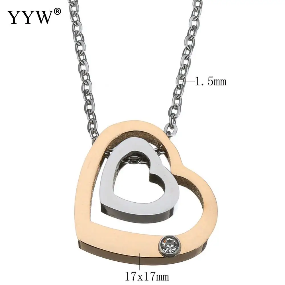 YYW 2017 высокое качество Для женщин Jewelry Нержавеющая сталь сердце с хрустальными