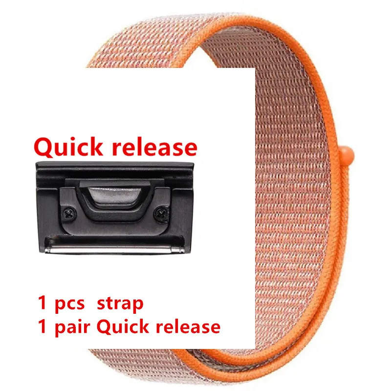 Quick release Orange 26 мм 22 мм Быстрый выпуск нейлон velcro ремешок для Garmin Fenix 3/Fenix 3 HR/Fenix 5 5X forerunner 935 ремешок для наручных часов - Цвет: Quick release Orange