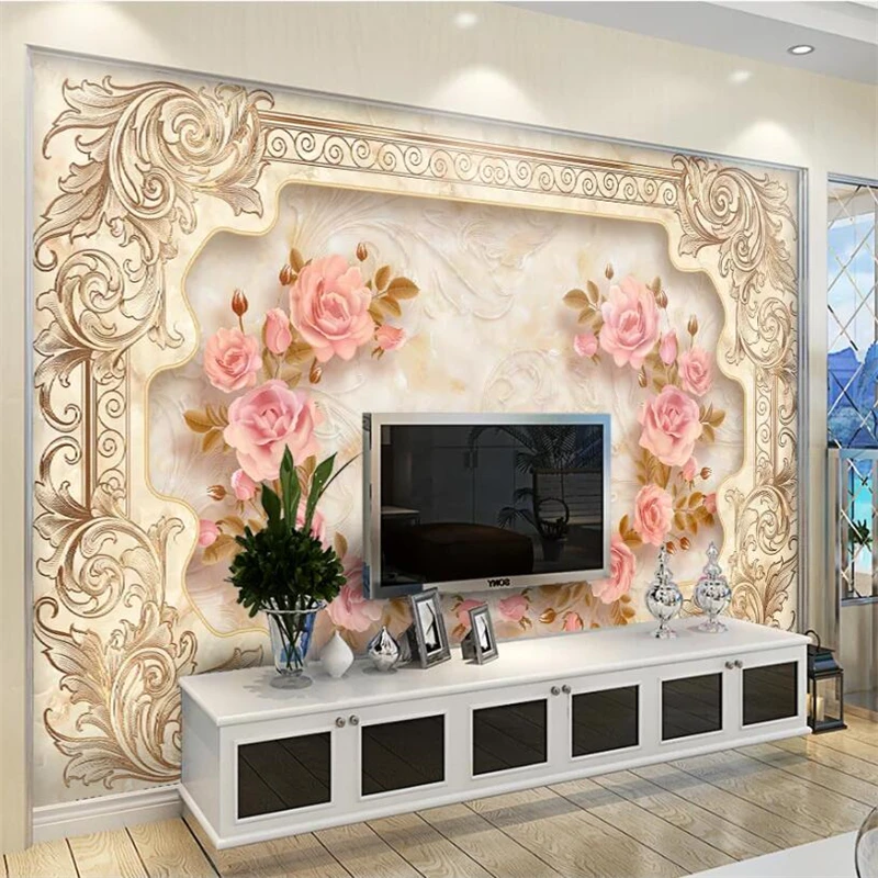 Papel де parede пользовательские обои 3d Европейский мрамор тисненый камень ТВ фон