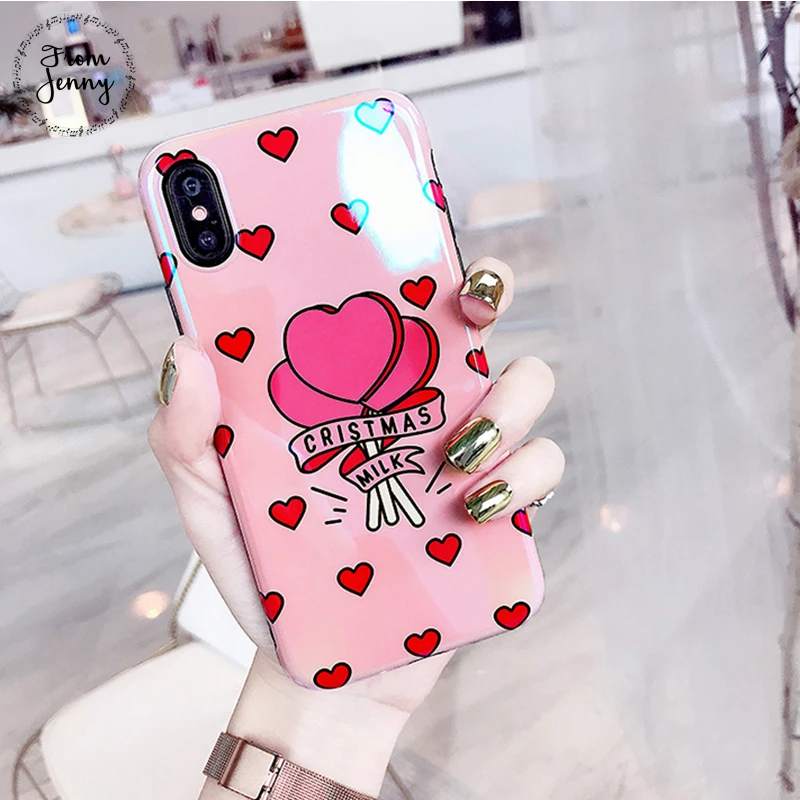 От Jenny милые конфеты Любовь Сердце чехол для iphone X Мягкий ТПУ задняя крышка 7 8 6 6s