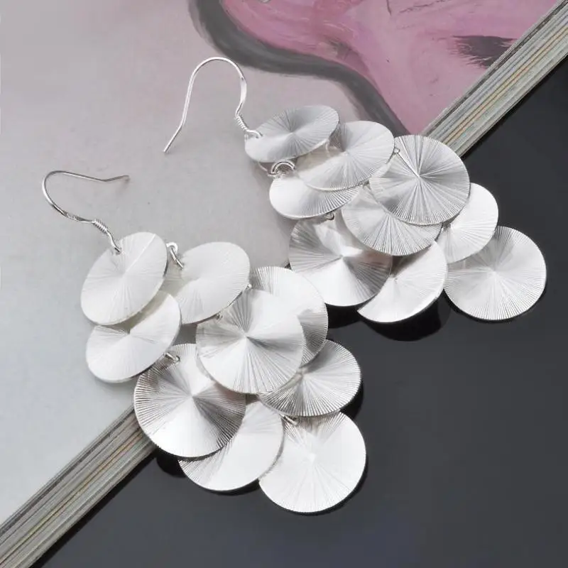 Pendientes, Стерлинговое серебро, ювелирные изделия, женские серьги, 925, brincos plata, длинные, orecchini oorbellen, для женщин, 14, ювелирное изделие, лист, серебро, uu