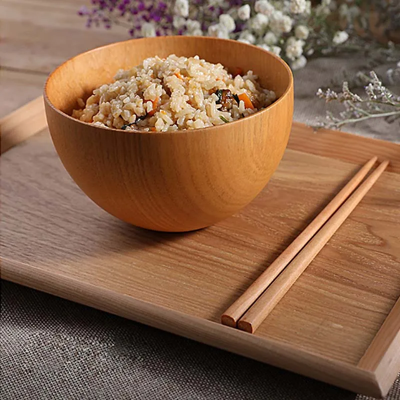 BORREY 1 шт. китайские деревянные миски для еды салата риса Детские закусок Ramen суп