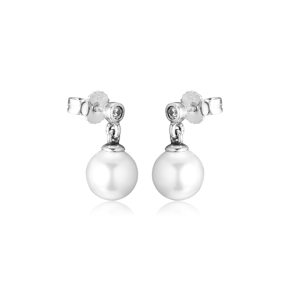 

925 Sterling Silver Earrings Luminous Elegance, White Enamel Fits For Women Jewelry Europe Style Earring