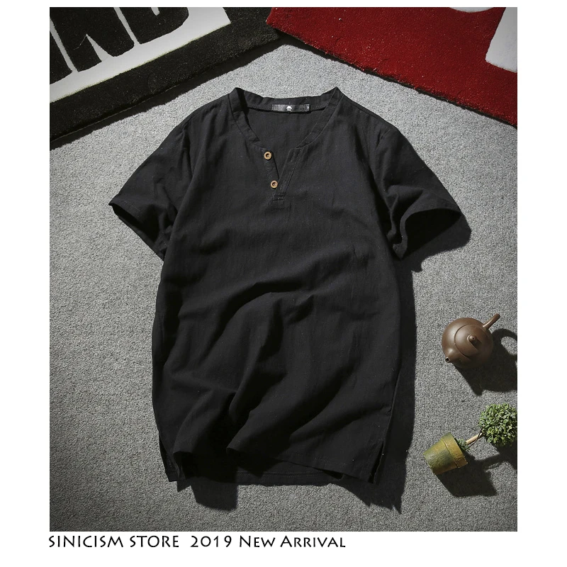 Sinicism Store 5XL мужская хлопковая льняная Футболка 2020 Летняя Повседневная футболка