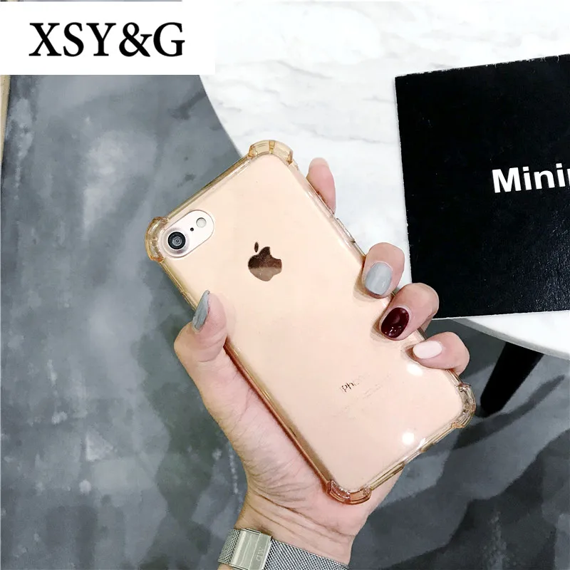 Модные противоударные прозрачные чехлы для телефонов iPhone 6 чехол iphone 7 6S 8 Plus X