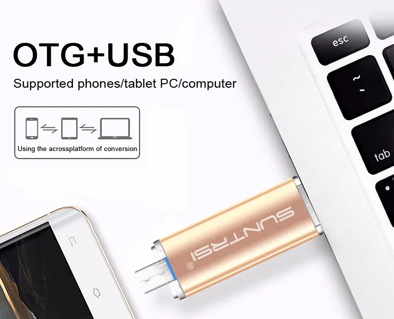 Suntrsi OTG флеш-накопитель 32 Гб высокоскоростная металлическая USB флешка 64 Гб 16 Гб Флешка флеш-накопитель USB 3,0 USB флеш-накопитель с индивидуальным логотипом