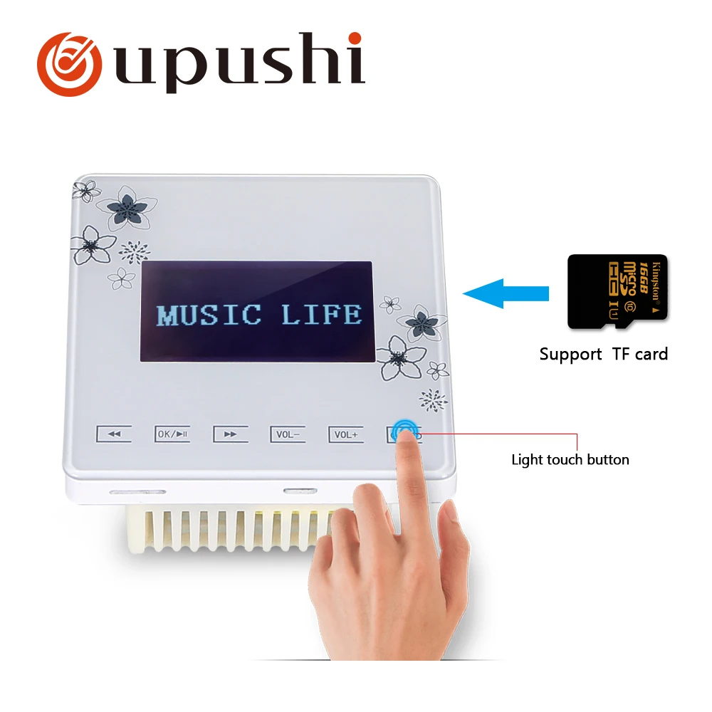 Настенные аудио усилители OUPUSHI A0 для умного дома Bluetooth музыкальный плеер SD Aux FM