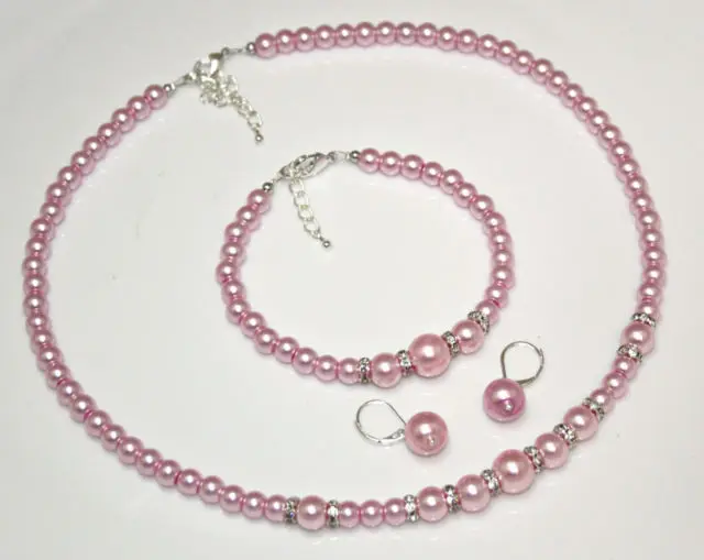 DYY Бесплатная доставка светло-розовый жемчуг бриллианты ювелирное ожерелье