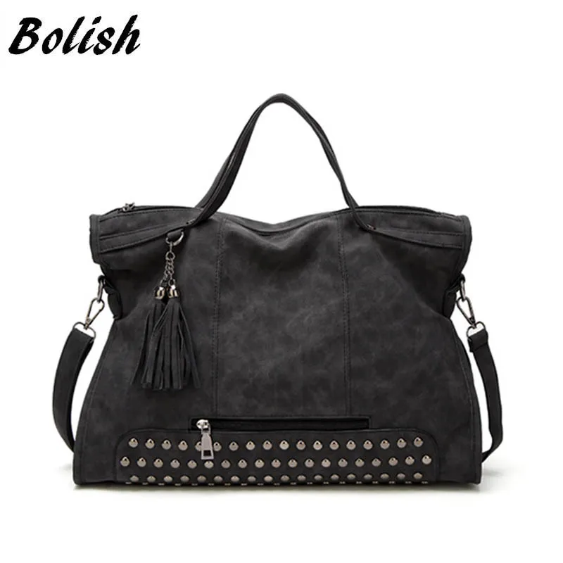Bolish Прямая Bolsa Feminina Женская вместительная сумка через плечо с кисточкой Женская универсальная стильная повседневная сумка для покупок