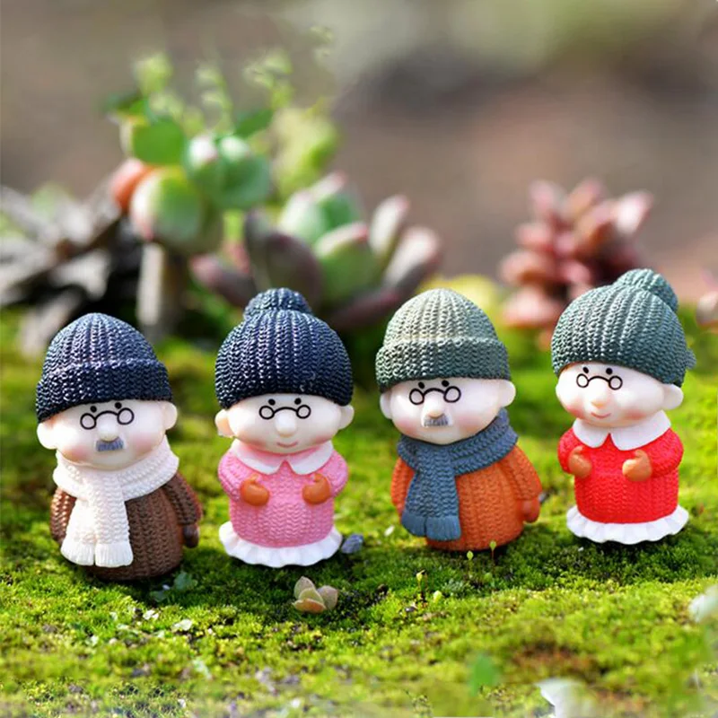 Старая бабушка парные фигурки сказочные миниатюрюры садовое украшение домашнее