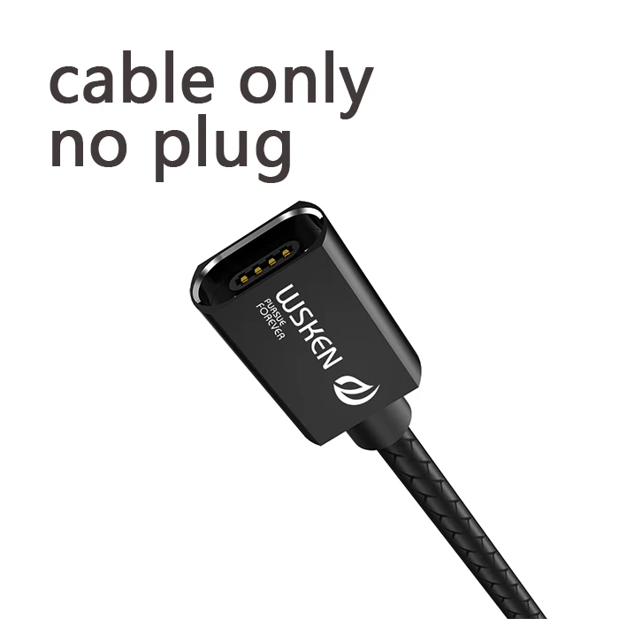 cable only no plug WSKEN кабель Micro USB Магнитный зарядный кабель для iPhone Xs Max Xr type C USB C Быстрая зарядка данных для samsung S9 Note8 S8 type-C - Цвет: cable only no plug