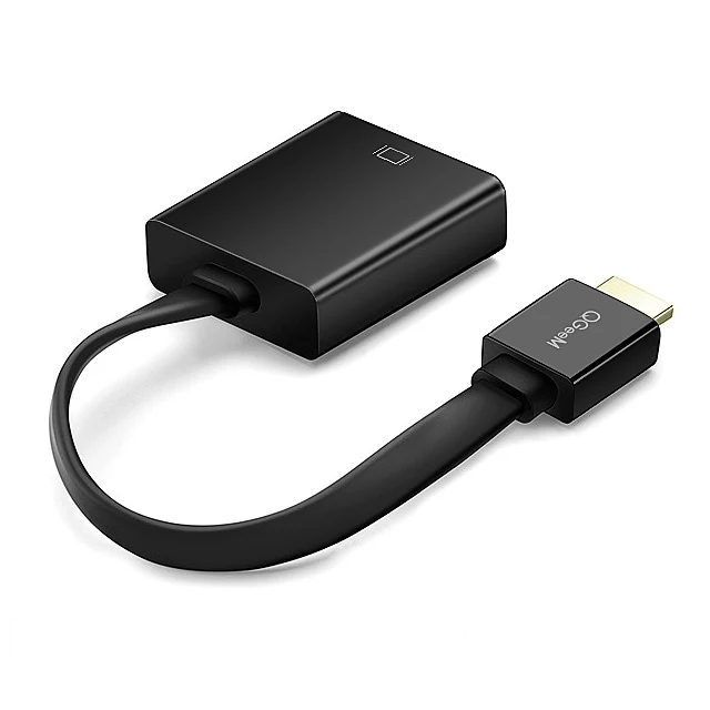 FLAT NO ANY BLACK QGeeM HDMI в VGA адаптер цифро-аналоговый видео аудио конвертер Кабель HDMI VGA разъем для Xbox 360 PS4 ПК ноутбук ТВ коробка - Цвет: FLAT NO ANY BLACK