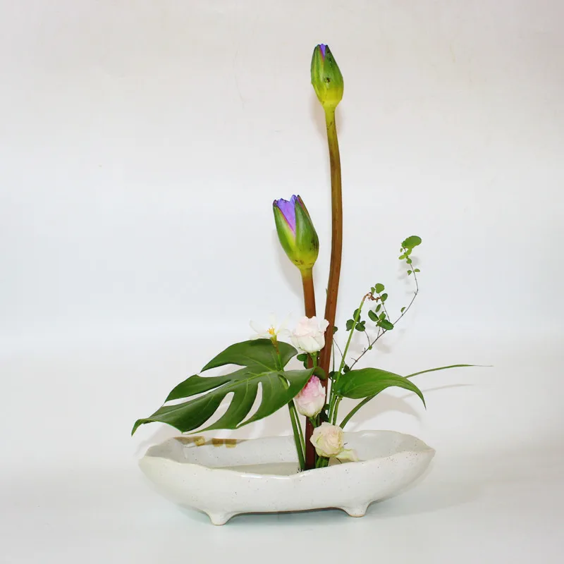 Грубая керамика Ikebana цветочный горшок Настольная Ваза японская Цветочная