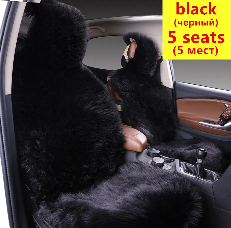 5 seats 5 сидений, меховые накидки на заднюю часть автомобиля, чехол на сиденье из овечьей шерсти, мутон, универсальный размер, чехол на сиденье автомобиля fiat pali - Название цвета: 5 seats