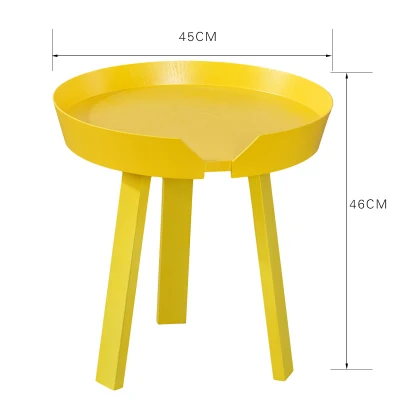 D45cm-yellow Журнальный столик из твердой древесины в скандинавском стиле, современный минималистичный, креативный, для гостиной, дивана, Круглый, Маленький журнальный столик mx6011633 - Цвет: D45cm-yellow