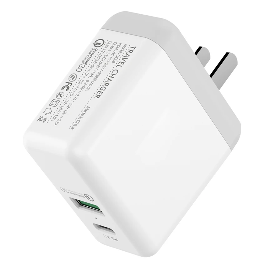Сетевое зарядное устройство QC3.0 USB универсальное быстрое Type-C для iphone Samsung Huawei Nexus