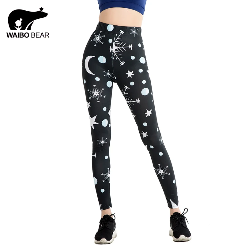 

Fashion Moon Polka Dot Printed Leggins Women 2017 Fitness Sportwear Stretchy Trousers Casual Black Pants Leggings WAIBO BEAR