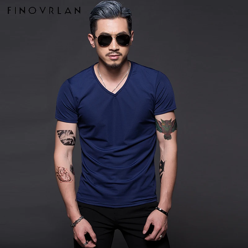 Лето 2018 футболка Для мужчин классический Макс сплошной цвет V шеи Короткие рукава