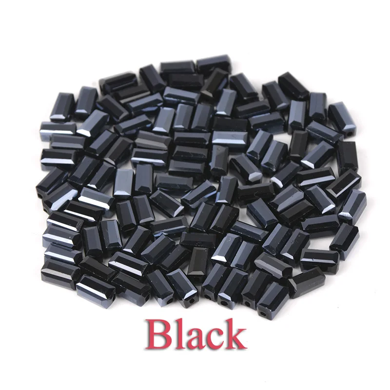 Black 100 шт Прямоугольные Австрийские хрустальные бусины 3*6 мм 4*8 мм высокого качества квадратной формы стеклянные бусины для изготовления браслетов своими руками - Цвет: Black