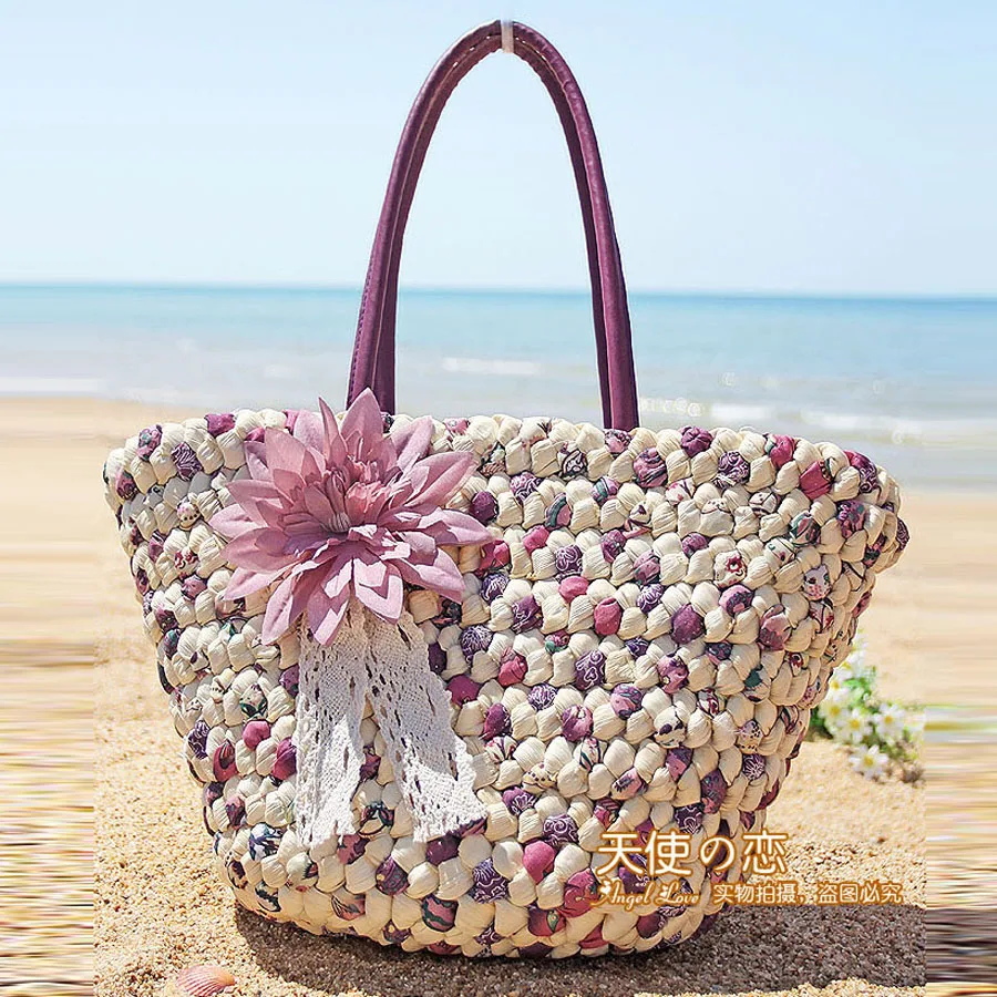 MLITDIS Summer one shoulder bag handbag hand-made woven grass green large capacity beach seaside holiday | Багаж и сумки