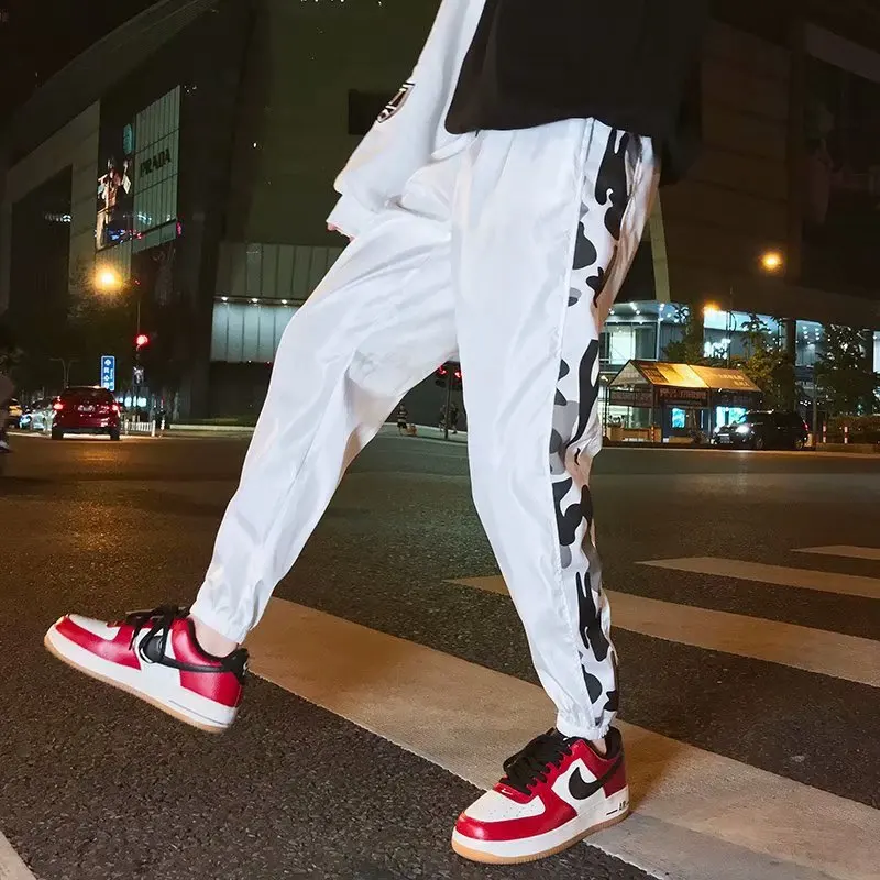 ZK винтажные боковые полосы камуфляжные Лоскутные Спортивные брюки мужские хип