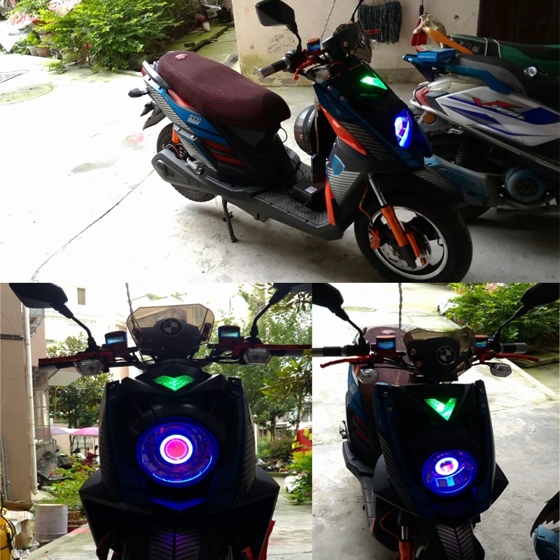 Фара мотоциклетная круглая ангельские глазки 30 вт 8000 к|motorcycle headlight|angel eye motorcycle