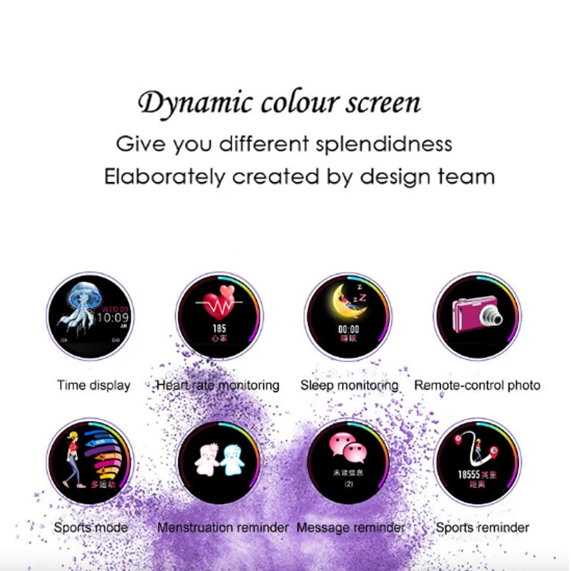 Модные женские Смарт часы EAGOOD с 3D алмазным стеклом пульсометром монитором