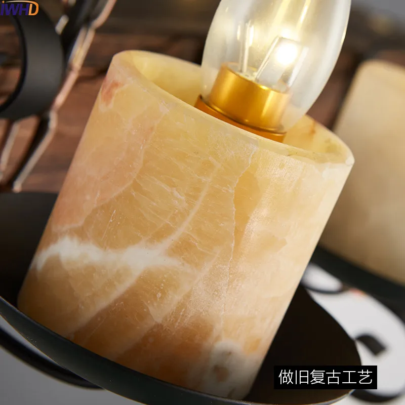 IWHD американский кантри деревянные подвесные светильники LED Ресторан Лофт стиль