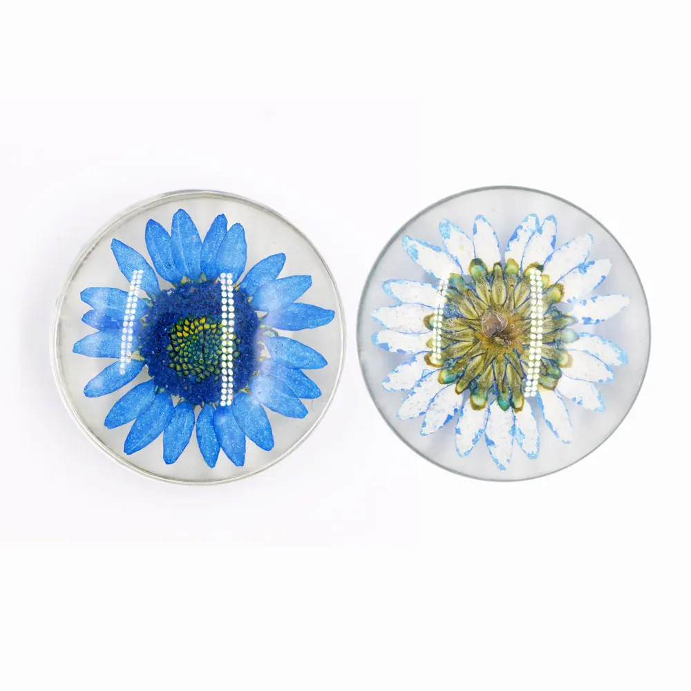 Стеклянные плоские бусины ZHUBI 2 шт. двухсторонний узор сушеный цветок 30 мм Круглый
