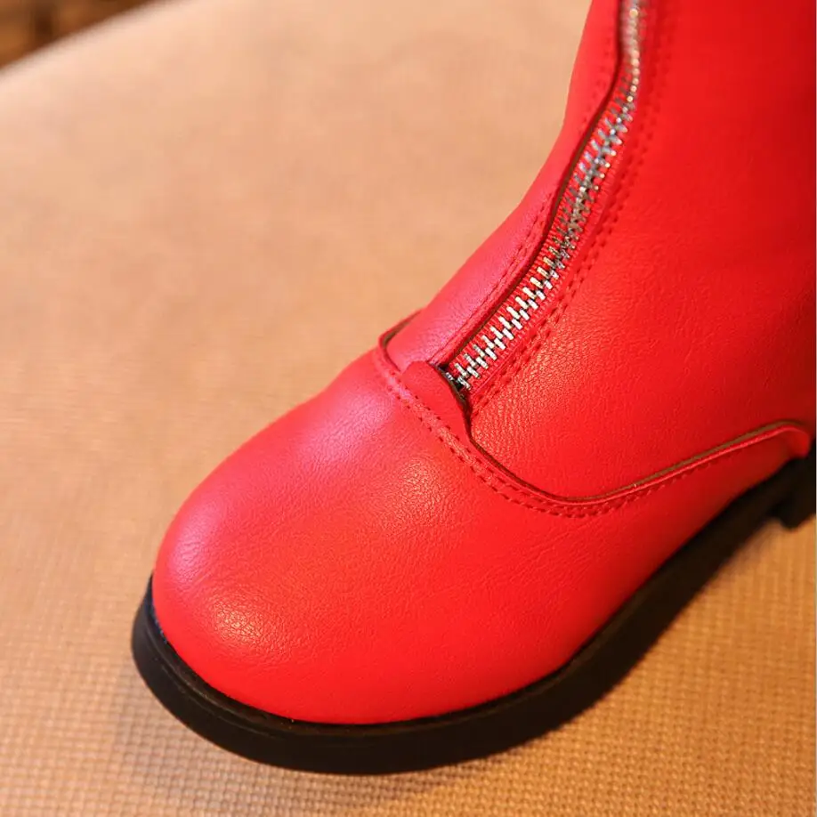Кожаные ботинки для девочек; Chaussure Enfant; детские ботинки; зимняя обувь для мальчиков и девочек; детские резиновые сапоги; высокие сапоги из искусственной кожи