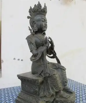 14&quot Tibet Buddhism Temple Bronze Copper Maitreya Kwan-yin Guanyin Buddha Statue | Дом и сад