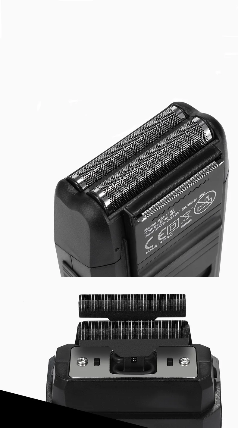 Kemei KM-1102 Аккумуляторная Беспроводная Бритва для мужчин лезвие возвратно-поступательное Бритва для бороды Уход за лицом Многофункциональный сильный триммер